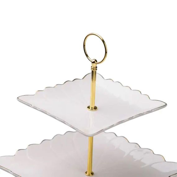 Етажерка для фруктів і десертів 3- ярусна квадратна, біла HP-7-730 | Зображення 2