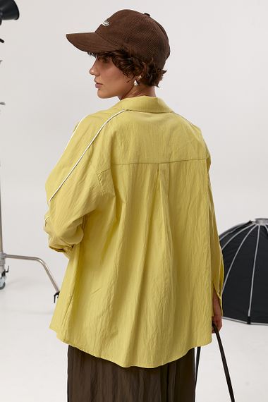 Класична сорочка з контрастними вставками в комплекті з майкою - салатовий цвет, ONE SIZE (є розміри) | Зображення 1