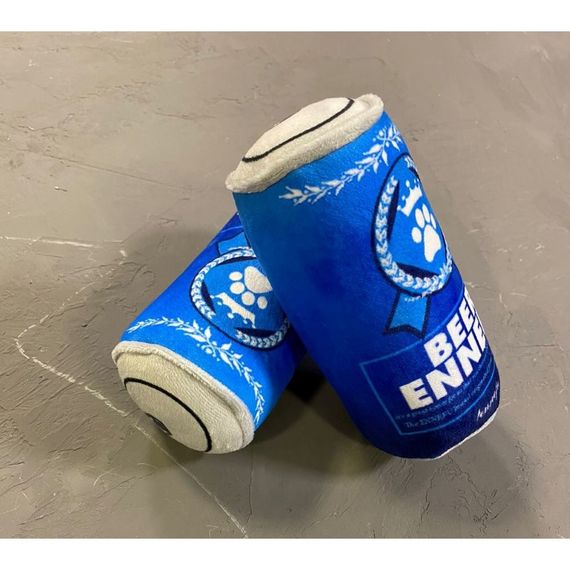 Игрушка для собак BEER ENNEFU плюшевая с пищалков в виде жестяной банки с пивом, синяя | Зображення 1