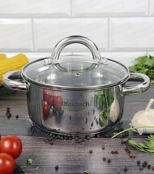 Каструля індукційна Ofenbach Casserole із нержавіючої сталі 1.5л зі скляною кришкою | Зображення 7