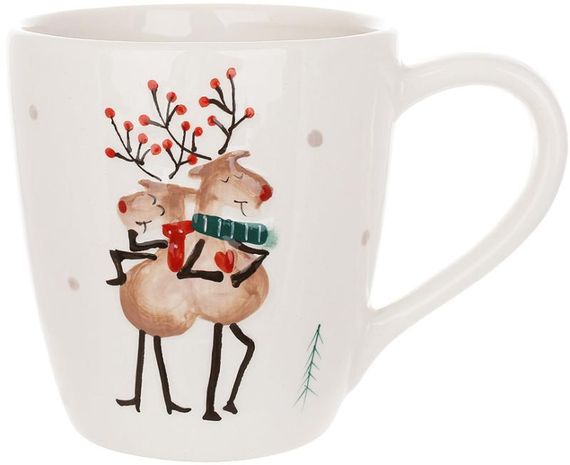 Кухоль керамічний «Закохані Олені» 450мл, білий