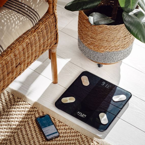 Ваги підлогові діагностичні електронні Adler AD 8186 Smart чорні до 180 кг з Bluetooth та аналізом складу тіла | Зображення 5