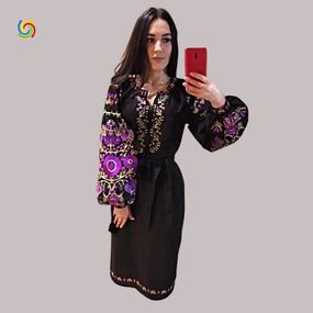 Платье Украинская вышиванка 025467 цвет чёрный размер L/XL