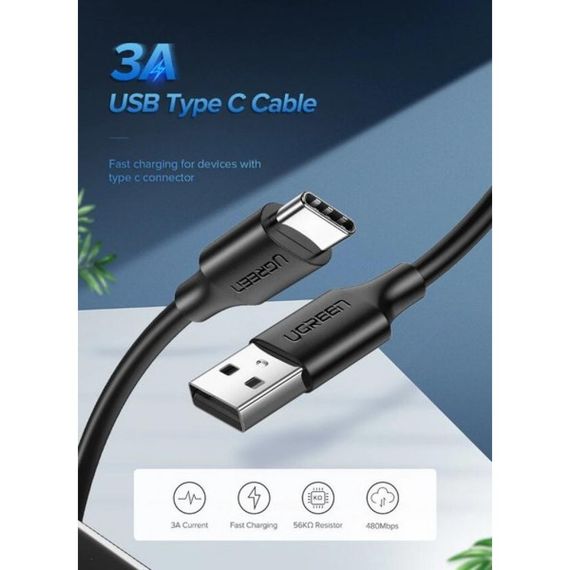 Дата кабель USB 2.0 AM to Type-C 2.0m US287 Black Ugreen (60118) | Зображення 1