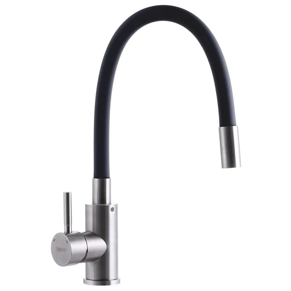 Смеситель на кухню с черным гибким сливом Zerix SUS-011 (ZX3129)
