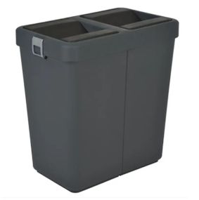 Відро для сміття Motek подвійне 40 л +40 л з поворотною кришкою 55х35.5х59 см Антрацит (COB-414)