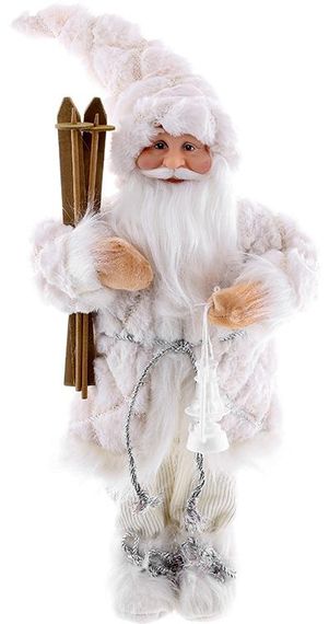 Інтерєрна новорічна фігурка Santa з лижами 45см білий