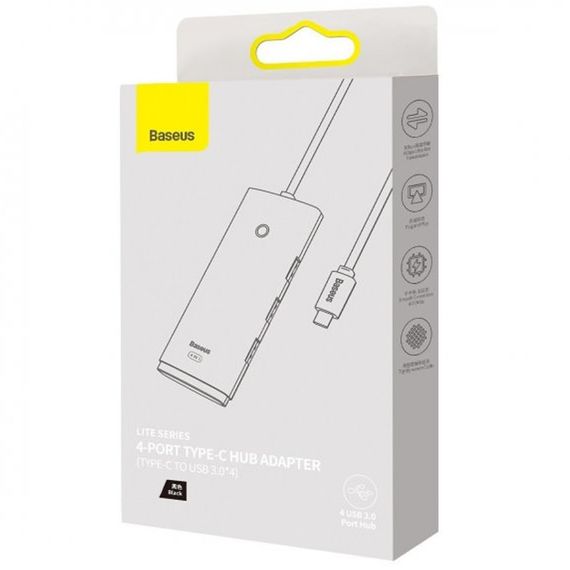 Перехідник HUB Baseus Lite Series 4in1 (Type-C to 4xUSB 3.0) 1m (WKQX03) Black | Зображення 5