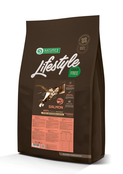 Корм Nature's Protection Lifestyle Grain Free Salmon Kitten сухий з лососем для кошенят 7 кг