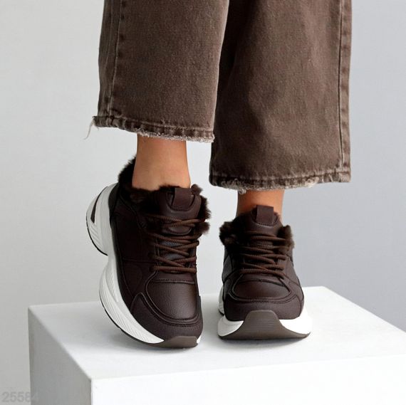 Комбіновані зимові прогулянкові шоколадні кросівки | Зображення 3