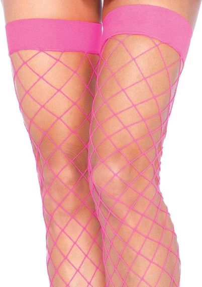Панчохи у велику сітку Leg Avenue Fence Net Thigh Highs, Малиновий, One Size, ONE SIZE | Зображення 1