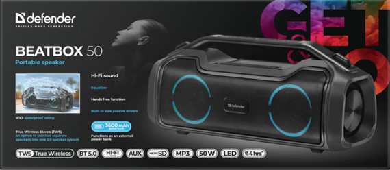 Портативна акустика Defender Beatbox 50 Black (65950) | Зображення 7