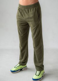 Чоловічі штани з тканини вафелька (олива)