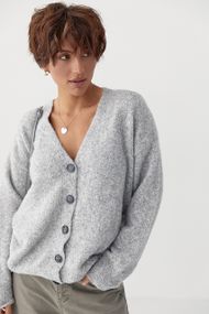 В'язаний вільний кардиган на ґудзиках - сірий цвет, ONE SIZE (є розміри)