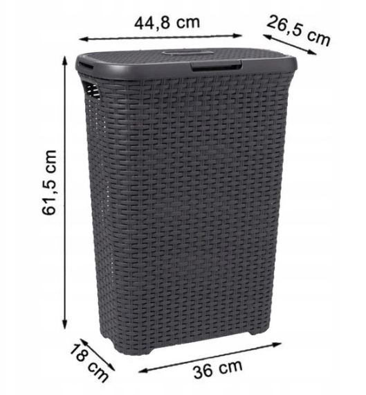 Корзина для белья пластиковая Curver Natural Style 40 л 00709 темно-серая, прочная и удобная | Зображення 1