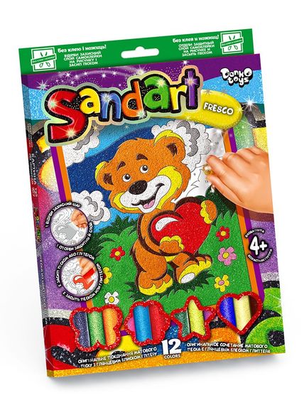 Набір творчості Фреска з піску Sand Art SA-02 Danko Toys Ведмедик з сердечком Вид 9