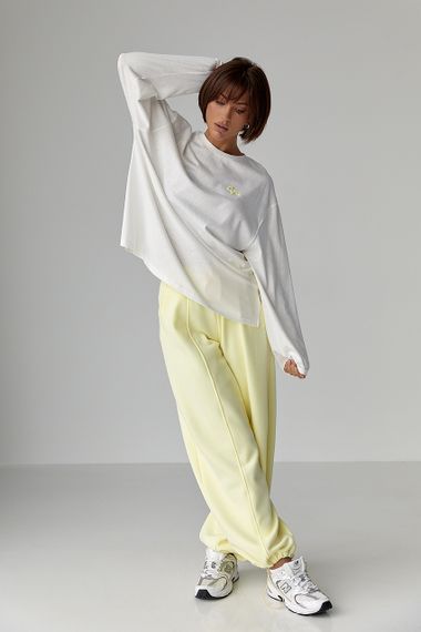 Лонг вільного фасону з написом - білий цвет, ONE SIZE (є розміри) | Зображення 2