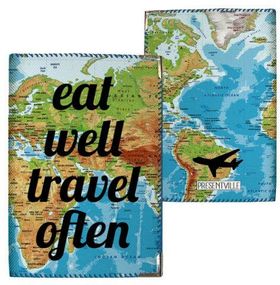Обкладинка на паспорт Eat well travel often (PD_URB054_SI)