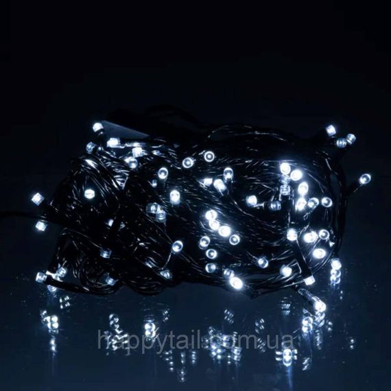 Новорічна гірлянда кімнатна нитка 10 м 120 LED чорний провід Білий W120LED10MBW | Зображення 1