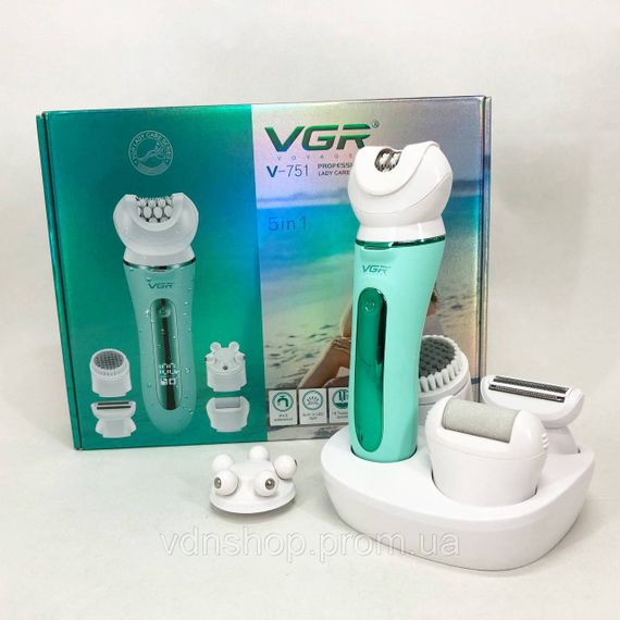 Епілятор з живленням від батарейок VGR 5 в 1 V-751, Терка для п'ят від мозолів і натоптишів BC-84 | Зображення 7