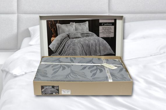 Покривало з бахромою Kayra 240х260 см. Carina сіре | Зображення 3