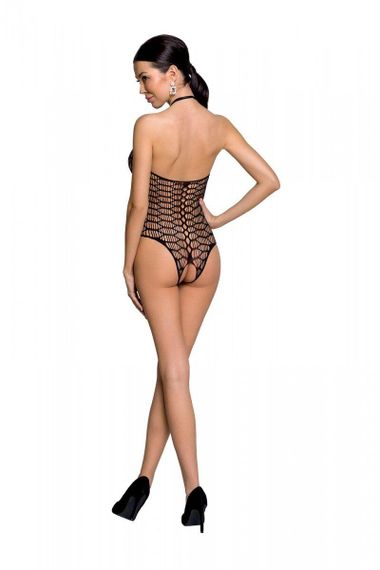Бодістокінг у велику сітку Passion BS087 black, відкрита спина, халтер, з доступом sexstyle | Зображення 2