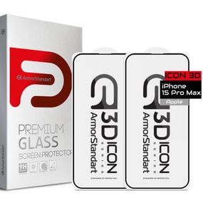 Стекло защитное Armorstandart Icon 3D iPhone 15 Pro Max Black 2pcs (ARM74271)