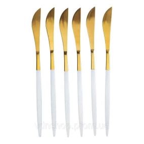 Набор столовых ножей 6 штук ножи сервировочные столовые 22.5 см Белый с золотом HP-20-11