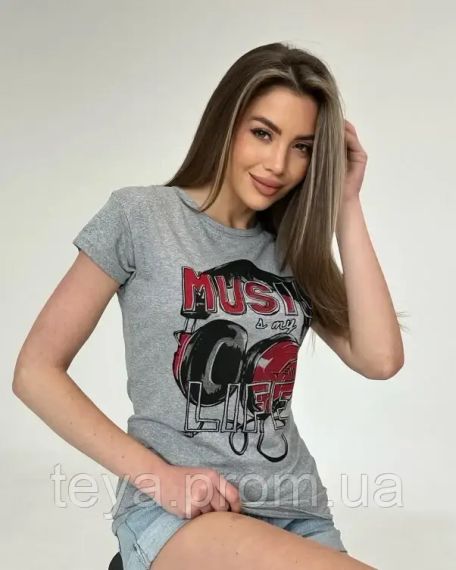 Футболка для жінок колір сірий розмір M FI_007592