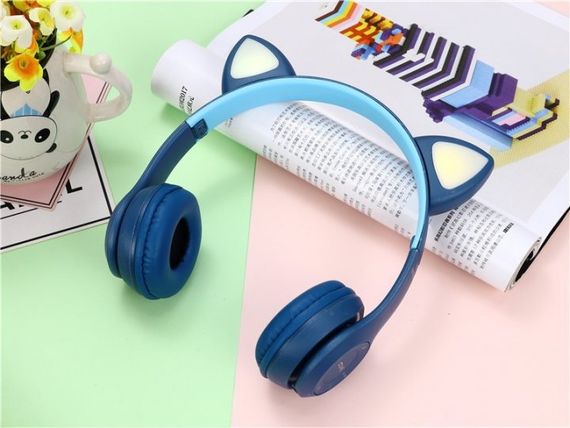 Дитячі бездротові Bluetooth навушники Cat Y47 з мікрофоном та котячими вушками, що світяться | Зображення 2