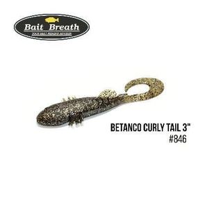 Силиконовая приманка, Съедобный силикон Bait Breath BeTanCo Curly Tail 3" (6 шт.) (S846 Greenpumpkin／Silver)