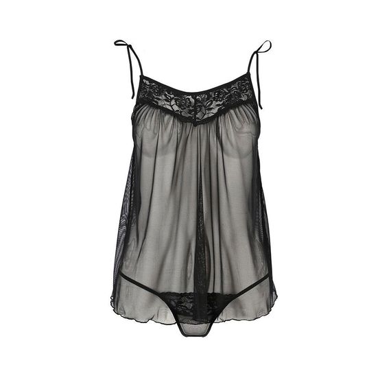 Сорочка прозора бебі дол Passion MELANIA CHEMISE S/M black (м'яте паковання!!!) Sex Aura | Зображення 3