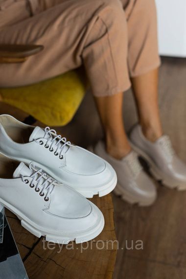 Женские туфли кожаные весна/осень белые Udg розміри 39, 40 FV_01560 | Зображення 3