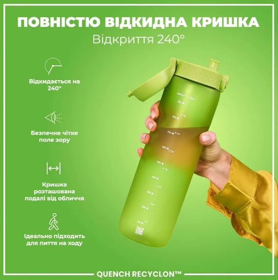 Пляшка для води ION8 1000 мл (ЕКО пляшка) BPA Free Green (I8RF1000GRE) | Зображення 4