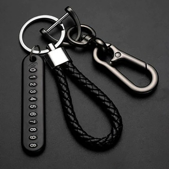 Автомобильный брелок для ключей с номером телефона - Black | Зображення 1