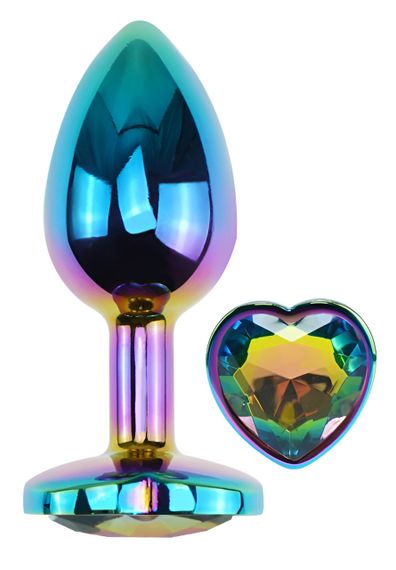 Анальная пробка с кристаллом EGZO - Multicolor Heart Plug Rainbow size M Sex Aura | Зображення 1