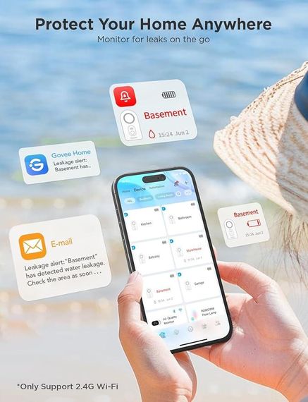 Govee WiFi Water Sensor 3 Pack – умный датчик утечки воды с сигнализацией | Зображення 2