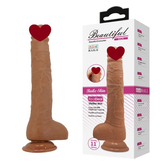 Фаллоимитатор на присоске Baile Beautiful DICK 11'' Flesh, BW-008038NR-1 Sex Aura
