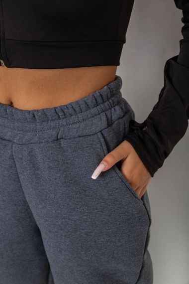 Спортивные штаны женские на флисе, цвет серый, 238R57013 | Зображення 4
