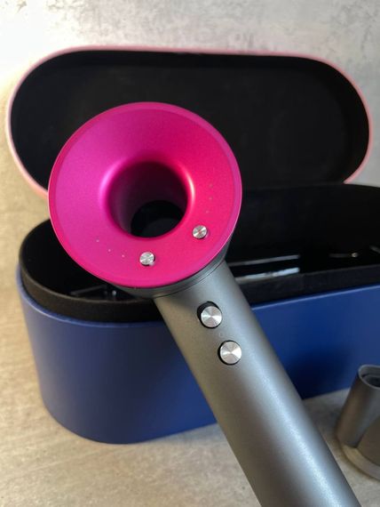 Фен  Super Hair Dryer рожевий з іонізацією та турборежимом з кесом на 1 насадку | Зображення 2