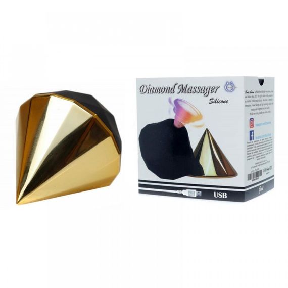 Вакуумний стимулятор клітора Diamond Air Massager USB 7 Function золотий Sex Aura | Зображення 2