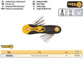 Набор ключи шестигранные Польша шестигранки тип L 1,5-8 мм VOREL-56506
