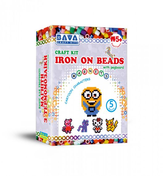 Детский набор для творчества. Магниты с термомозаики "Мультики" TM-004, 5 фигур