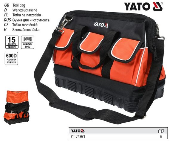 Сумка для інструменту 16" YATO Польша 15 кишень поліестер гумове дно YT-74361