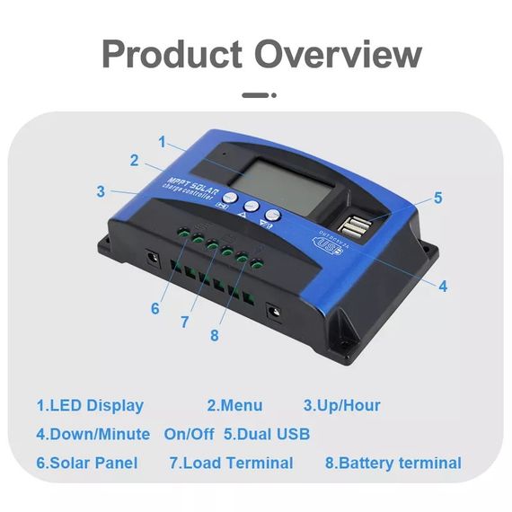 Контроллер заряду для солнечных панелей mppt 40a 12v/24v до 1040 ватт | Зображення 2