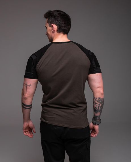 Мужская футболка комбинированная с карманом на рукаве RA2321 размер L, цвет коричневый | Зображення 6