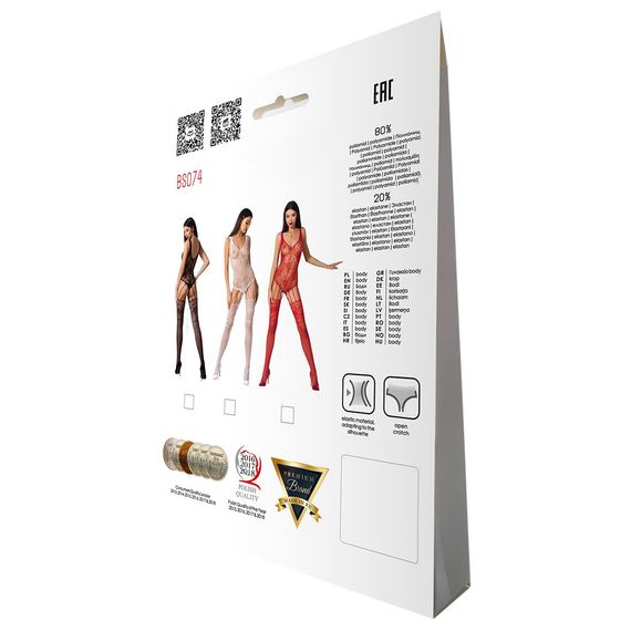 Ажурный бодистокинг с имитацией чулок Passion BS074 red | Зображення 5