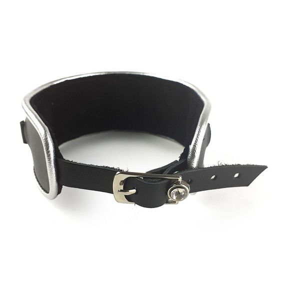 Ошейник из натуральной кожи со стразами и кольцом Art of Sex - Collar Ring | Зображення 3
