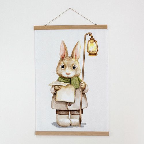 Тканинний постер на стіну Різдвяний зайчик 60х93 см (TPSR_23NY007)