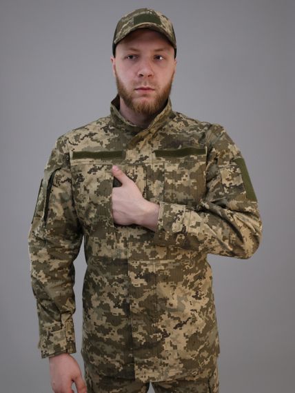Тактический костюм ВСУ рип-стоп Светлый пиксель, Армейский костюм пиксель с липучками под шевроны для военных | Зображення 6